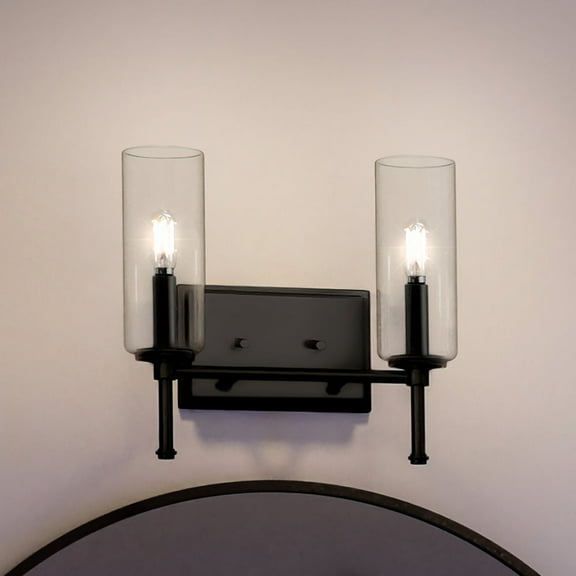 Luxury Contemporary Bath Light, 11.5H x 12.5W, with Luxe Industrial Style, Midnight Black, UHP4229 by Urban Ambiance
