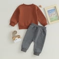 thumbnail image 4 of Fortune Toddler Boy 2PCS Fall Set, Long Sleeve Letter Pie Print Sweatshirt Tops Drawstring Pants, 4 of 8