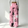 thumbnail image 6 of Garbnen Halloween Fleece Womens Pajama Pants Ghost Pumpkin Graphic Lounge Pants for Women Soft Fluffy Fall Winter Warm Wide Leg Sleep Pants Women, 6 of 6