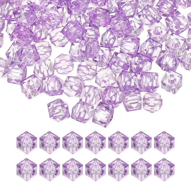 Uxcell Cuentas de Cubo Facetado de Acrílico de 8 mm, 300 Pcs Cuentas de Diamante para Hacer Joyas, Lavanda