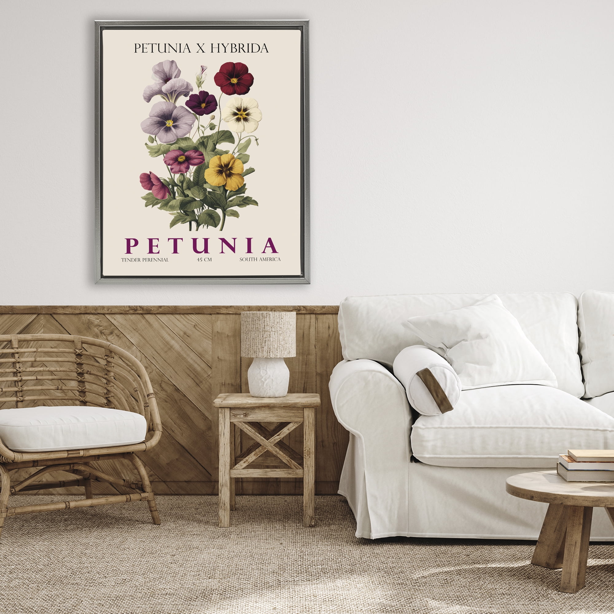 Stupell Industries Natural Petunia Bundle Gray Framed Floater Canvas Wall Art, design by Christopher Giampietro