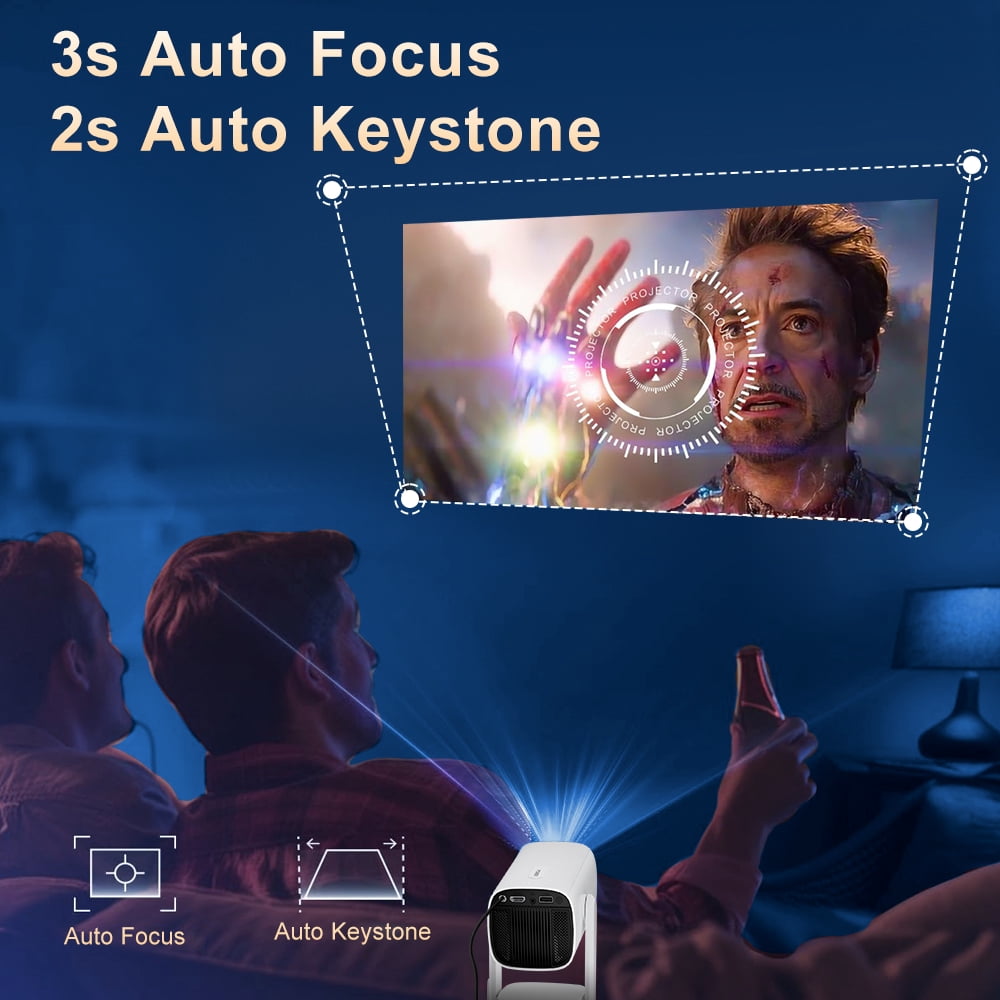 ZDSSY Battery Projector with Wifi and Bluetooth Auto Focus Android11 Mini Projector