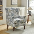 thumbnail image 2 of Upholstered Armchair Soft Wingback Accent Chair Turned Legs Home Living Room Bedroom Foam Blue, 2 of 8