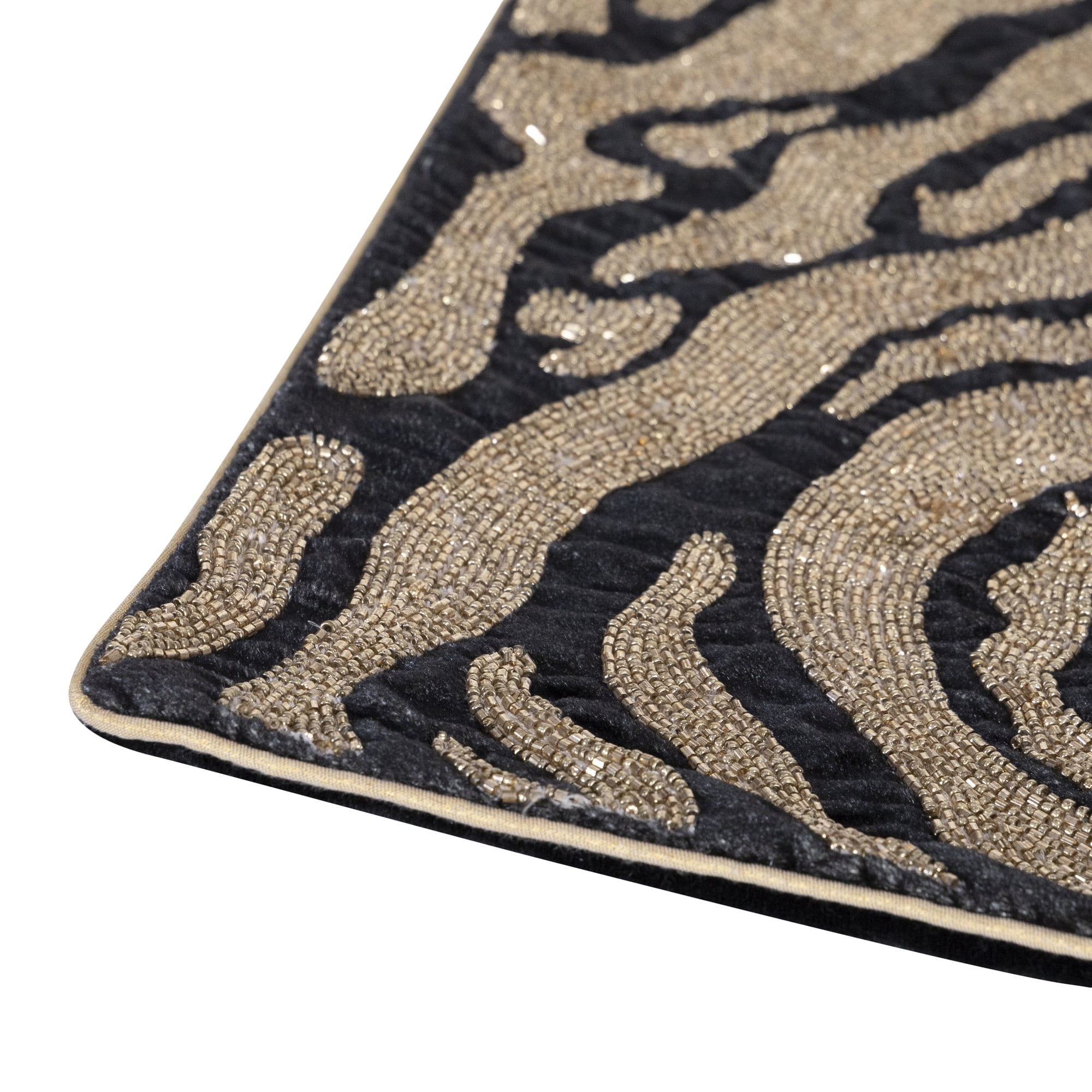 Ox Bay Caroline 20" x 20" Gold/Black Beaded Tiger Print Adult Decorative Throw Pillow
