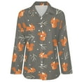 Long Sleeve Button Down Shirts for Women, Cute Fall Fox Leaf Fall