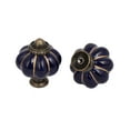thumbnail image 2 of Uxcell Home Office Furniture Ceramic Pumpkin Shape Door Pull Handle Knob Navy Blue 3pcs, 2 of 4