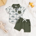 thumbnail image 2 of Splozh Toddler Boy Set Baby Boy Summer Clothes Coconut Tree Pattern Button Down Shirt Shorts Toddler Beach Clothes AG,18-24 Months, 2 of 7