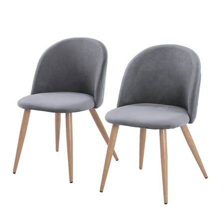 - Zimtown Velvet Dining Chairs for Living Room, Modern Accent Leisure Upholstered Chairs Mid Century, Side Chairs Metal Legs with Wood Pattern, Mid-Back Support,Set of 2