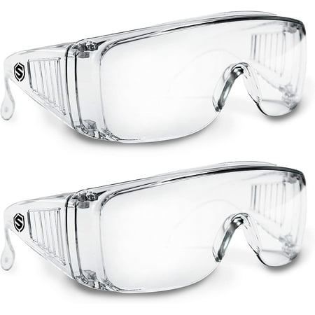 

Feiona 2-Pack Safety Glasses Anti Fog Scratch Resistant Eye Protection Clear UV Vented Protective Eyewear Over Glasses