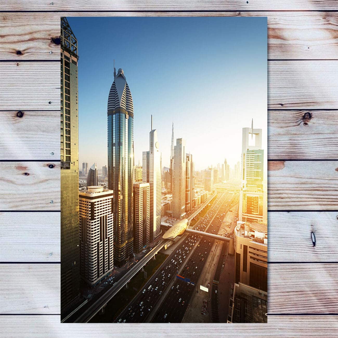 Sunset Canvas Wall Art For Living Room Modern Artwork Dubai Skyline In
