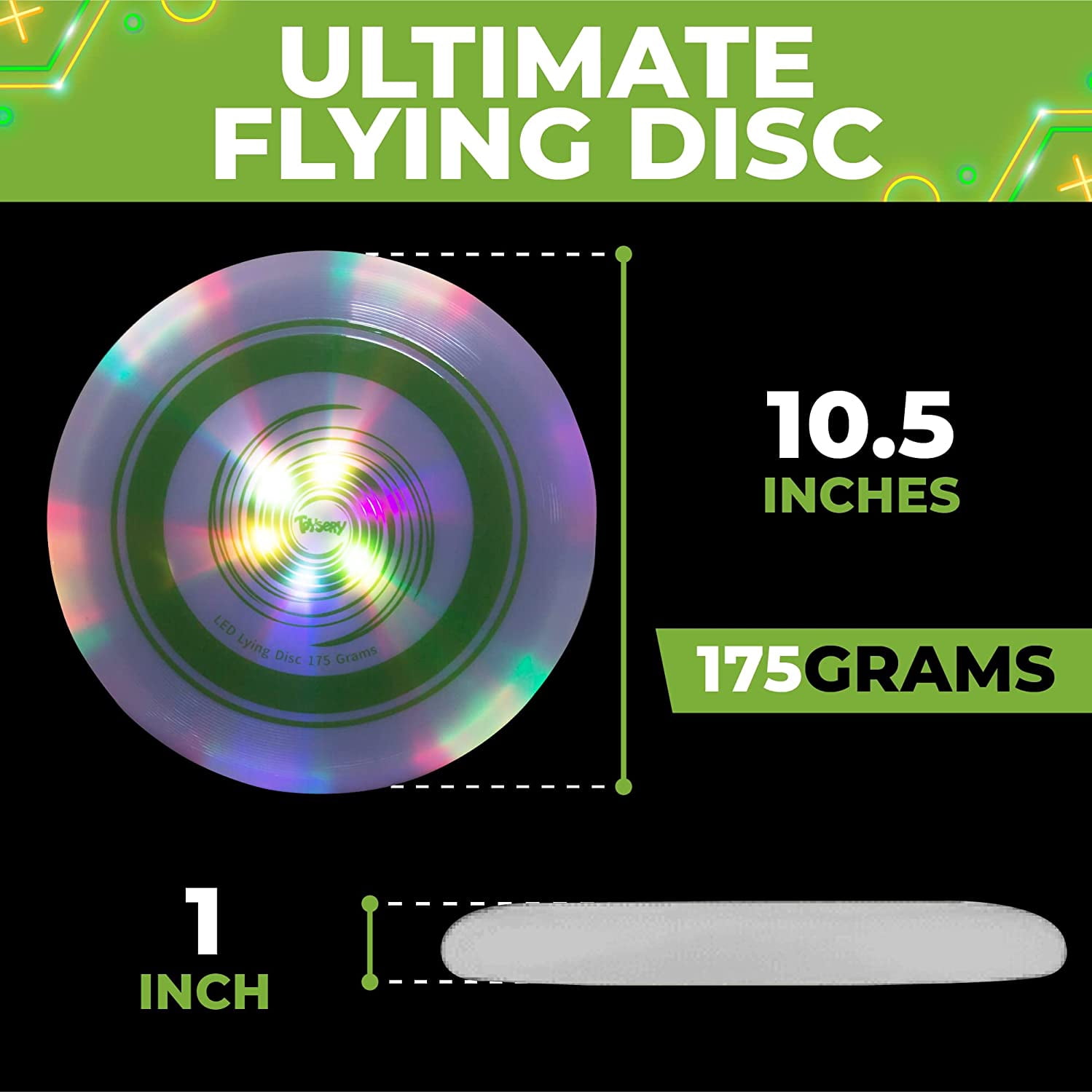 Toysery LED Fresbee. Glow in The Dark Light Up Fresbee for Adults and Kids | Outdoor Flying Disk | Fresbee disc