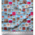 thumbnail image 1 of Soimoi polyester Crepe Fabric Artistic Flower & Square Geometric Printed Fabric 1 Yard 52 Inch Wide, 1 of 3
