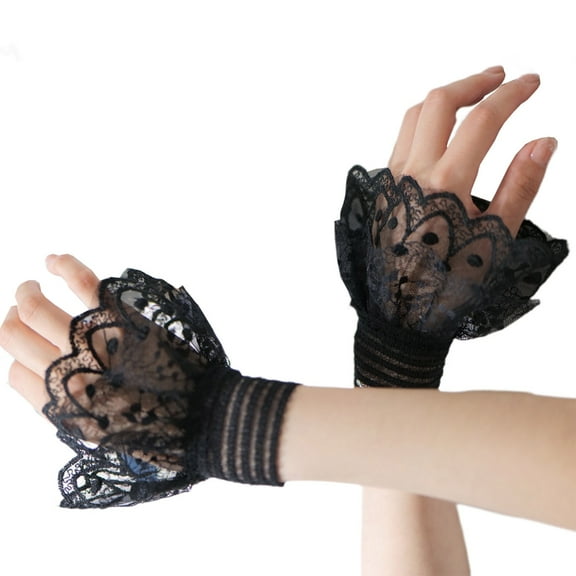 SIEYIO French Style Decorative Sleeves Lace Ruffle Faux Cuffs Shirt Sleeves Wrist Cuff