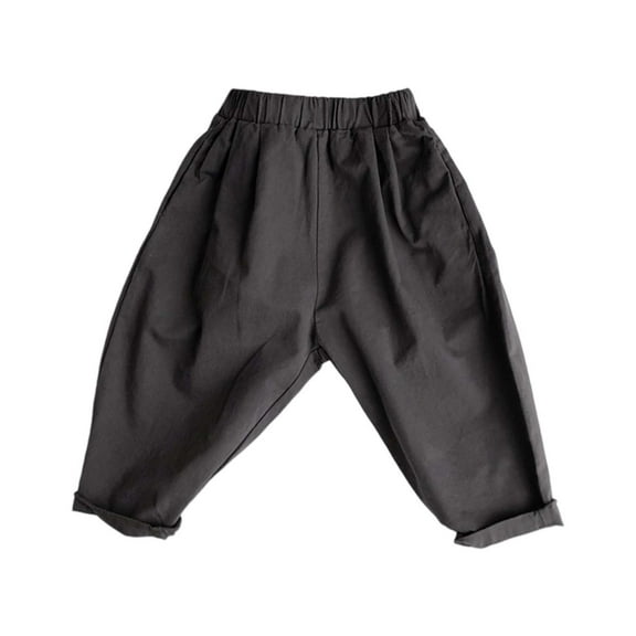 Toddler Casual Pants Fall Boys Literary Western Woven Trousers Carrot Pants Clothes Grey Size 3-4T