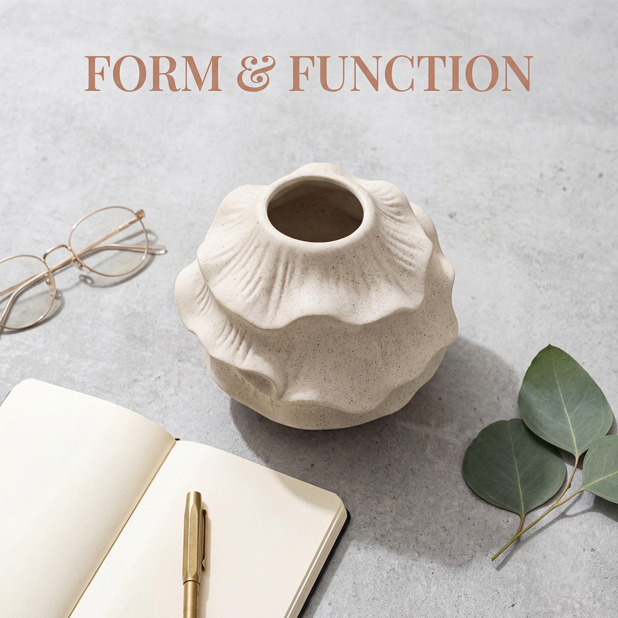 Unique Bargains Low Cylinder Ceramic Vase Wide Matte White Decorative Bowl Beige