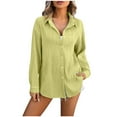 thumbnail image 2 of Jienlioq Hauts Grande Taille pour Femmes Mode Décontractée Couleur Unie Imprimé Col en V Col Rond Manches Longues Chemise à Boutons Couleur Unie Col à Revers Hauts, 2 of 7