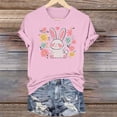 thumbnail image 2 of Happy Easter Bunny Shirt for Women - Cute Rabbit Print Short Sleeve Tunic Tops Spring Holiday Casual Tee Floral Rabbit Tee, 2 of 6