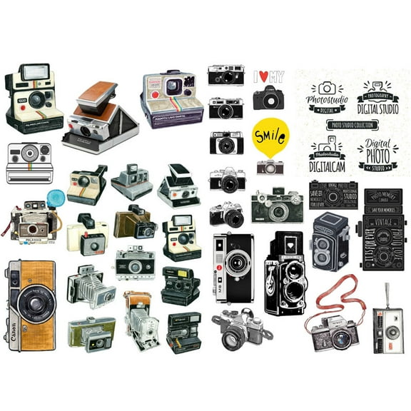Vintage Camera Aesthetic Happy Planner Diary Journal Stationery Scrapbooking Stickers Travel Art Supplies