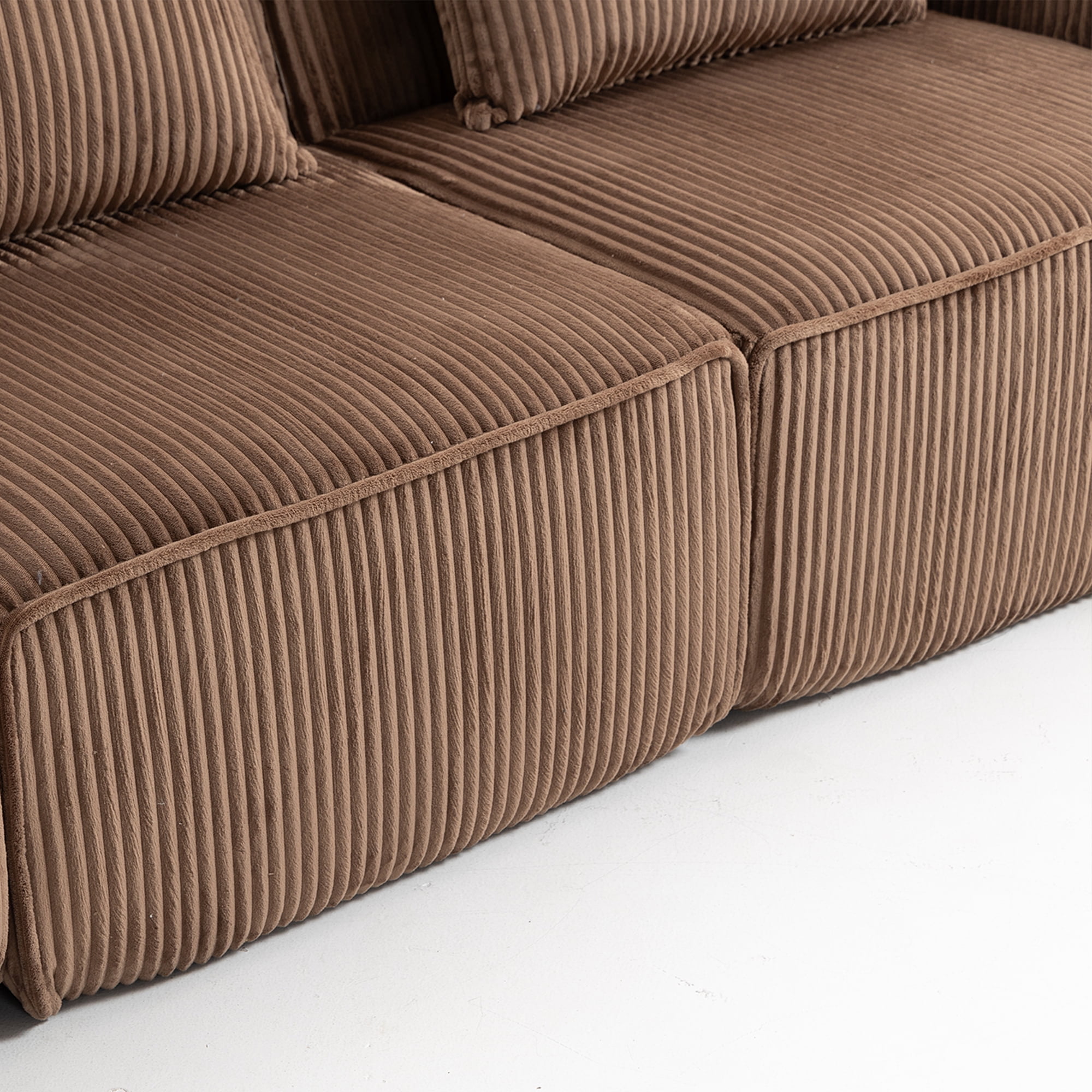 Demi Bonn 111" Modular Sectional Sofa Couchesk, Corduroy 3 Seat Couch Memory Foam Couches for Living Room, Cloud Couch, Brown