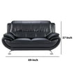 thumbnail image 4 of Benjara Leatherette Upholstered Wooden Loveseat with Bustle Back and Stainless Steel Legs, Black, 4 of 5