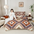 thumbnail image 4 of jejeloiu Southwestern Aztec Geometric Full Size Comforter Sets,Rustic Western Boho Bedding Comforter Set,Orange Beige Triangle Rhombus Bedding Sets For Teens,Ultra Soft Home Decor Reversible,3pcs, 4 of 8