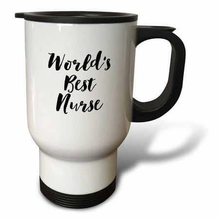 3dRose Phrase - Worlds Best Nurse, Travel Mug, 14oz, Stainless