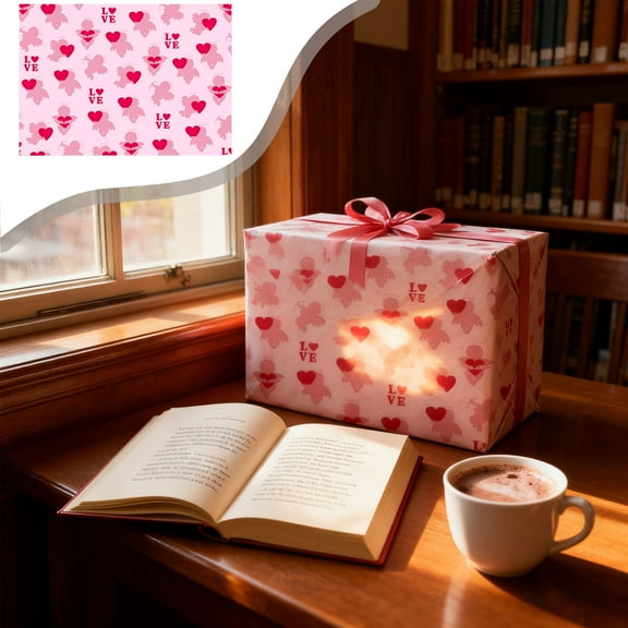 Tarmeek Valentine's Day Scrapbook Paper and Gift Wrap, 20x28 Inch Romantic Gift Wrapping and Scrapbook Sheets, Valentines Day Decorations Creates Cozy Ambiance for Valentine's Day