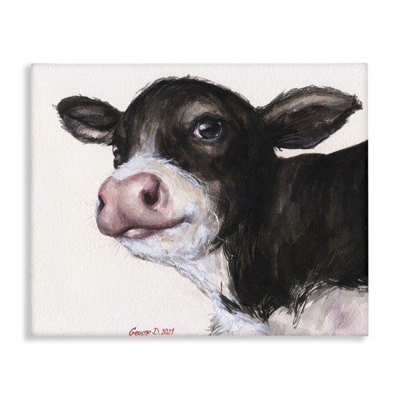 Stupell Industries Rustic Lodge Cow Calf Minimal Canvas Art, 40 x 30, by George Dyachenko