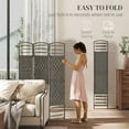 thumbnail image 3 of HOMCOM 3 Panel Room Divider, Folding Privacy Screen, 5.6' Room Separator, Wave Fiber Freestanding Partition Wall Divider, Dark Gray, 3 of 9