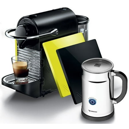 Pixie Aeroccino Plus Bundle Automatic Espresso Maker with Thermoblock Heating Element and Programmable Coffee Volume Set
