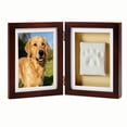 thumbnail image 4 of Pets Paw Print + Photo Keepsake Frame Holds, Dog or Cat Paw Print Impression, Wooden Picture Frame, Personalized Gift Keepsake for Pet Lovers, Hinged for Desktop (Brown), 4 of 9