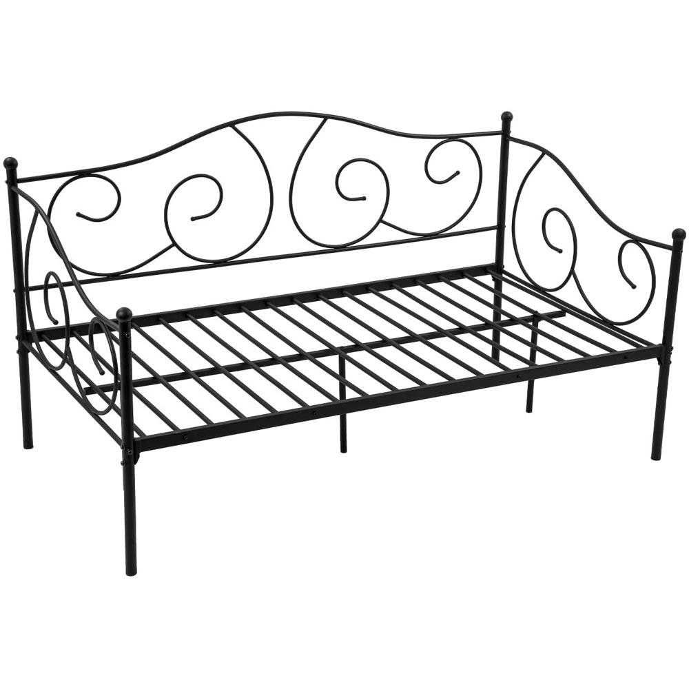 Metal Daybed Twin Bed Frame w/Headboard, Stable Steel Slats Support, Box Spring Replacement Easy