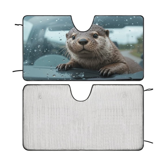 Funny Otter Windshield Sun Shade for Car SUV Truck, Car Sun Shade Windshield, Car Shades for Front Windows, Sunshade for Car Windshield, Protector Blocks UV 55"x30"