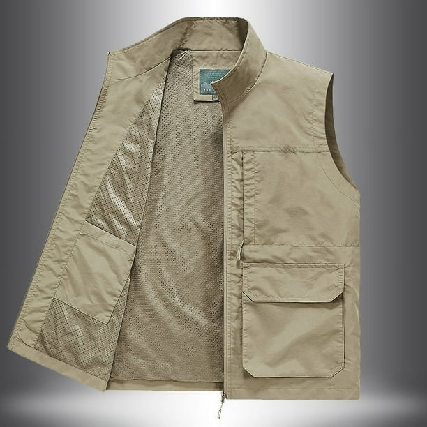 Chaleco informal de trabajo para hombre Chaleco de hombre Chaleco de hombre Chaleco de hombre de mediana edad Pesca Talla grande Suelto