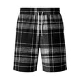 thumbnail image 4 of Delconic Men Holiday Tartan Plaid Quick Dry Knee Length Casual Shorts Elastic Drawstring Waist Side Pockets Loose Fit Short Pants For Summer Beach Gym Hiking Daily Black L, 4 of 5