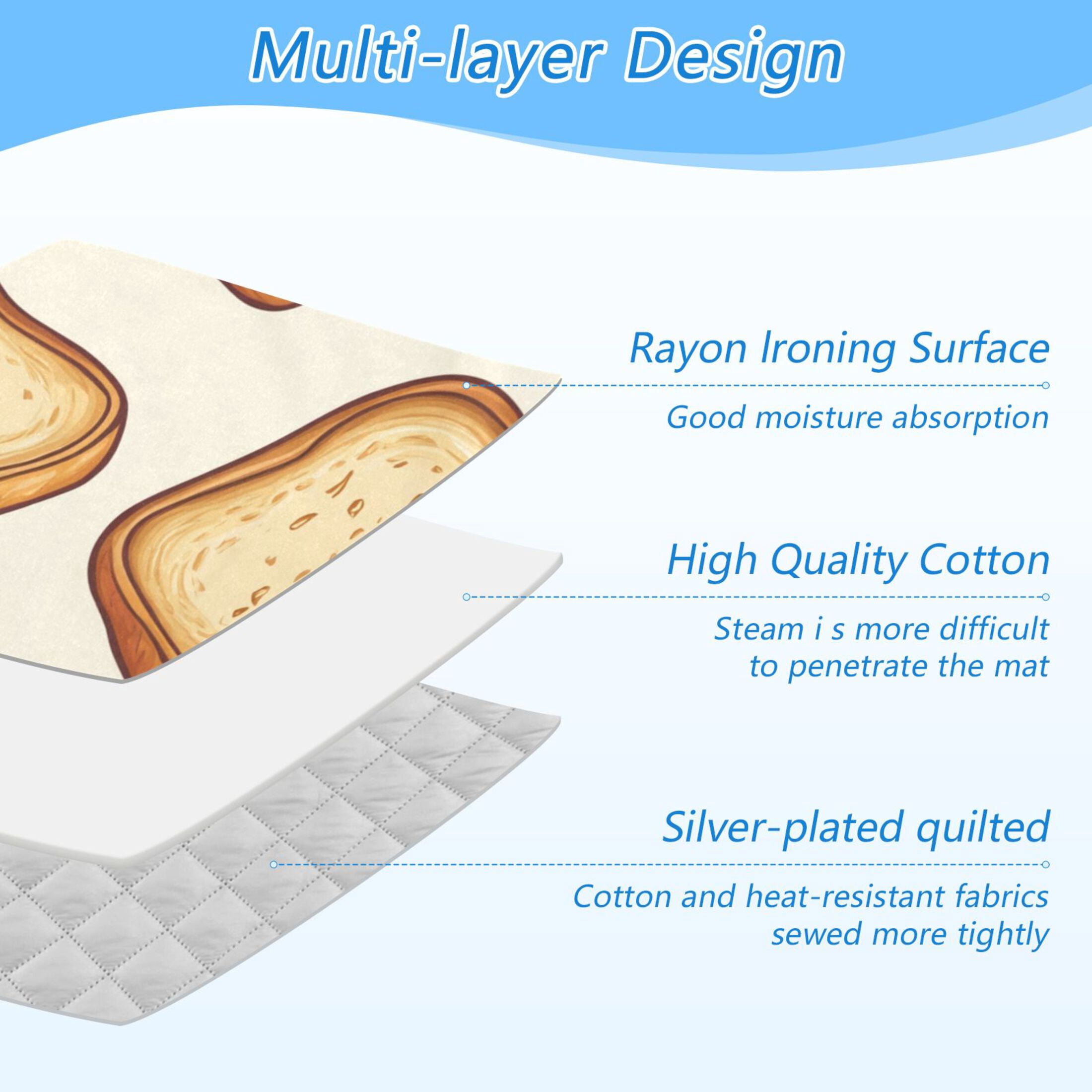 Bread Slices Cartoon Ironing Board Covers Heat Resistant Ironing Pad Mat Portable for Travel Washer Dryer Table