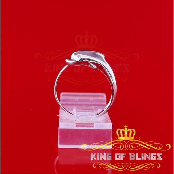 King of Bling's 10K Real White Gold with 0.02 CT Real Diamond Ladies Ring size 7