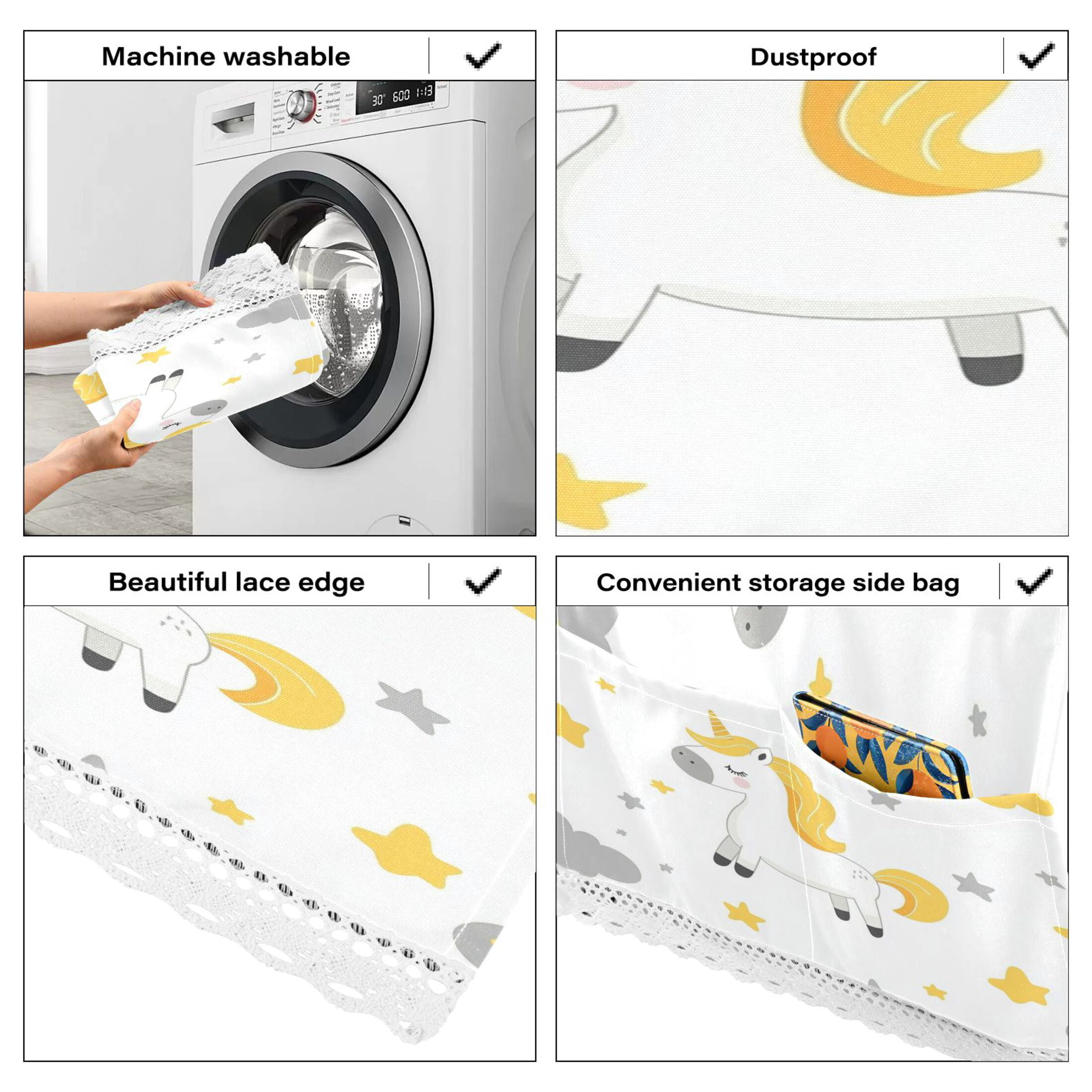 Cute HorseWasher and Dryer Covers Dust-Proof and Oil Resistant Fridge Cover with 4 Storage Pockets Washing Machine Top Cover for Laundry Kitchen Home 51.2 x 22 In