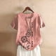 thumbnail image 1 of Fiudx Ofertas Flash Del Día Blusa Superior de Camiseta de Manga Corta con Cuello Redondo y Botones Informales con Estampado de Moda para Mujer, 1 of 4