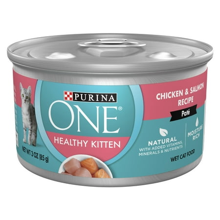 Purina One Healthy Kitten Wet Kitten Food for Kittens Chicken Salmon, 3 oz Cans (24 Pack)