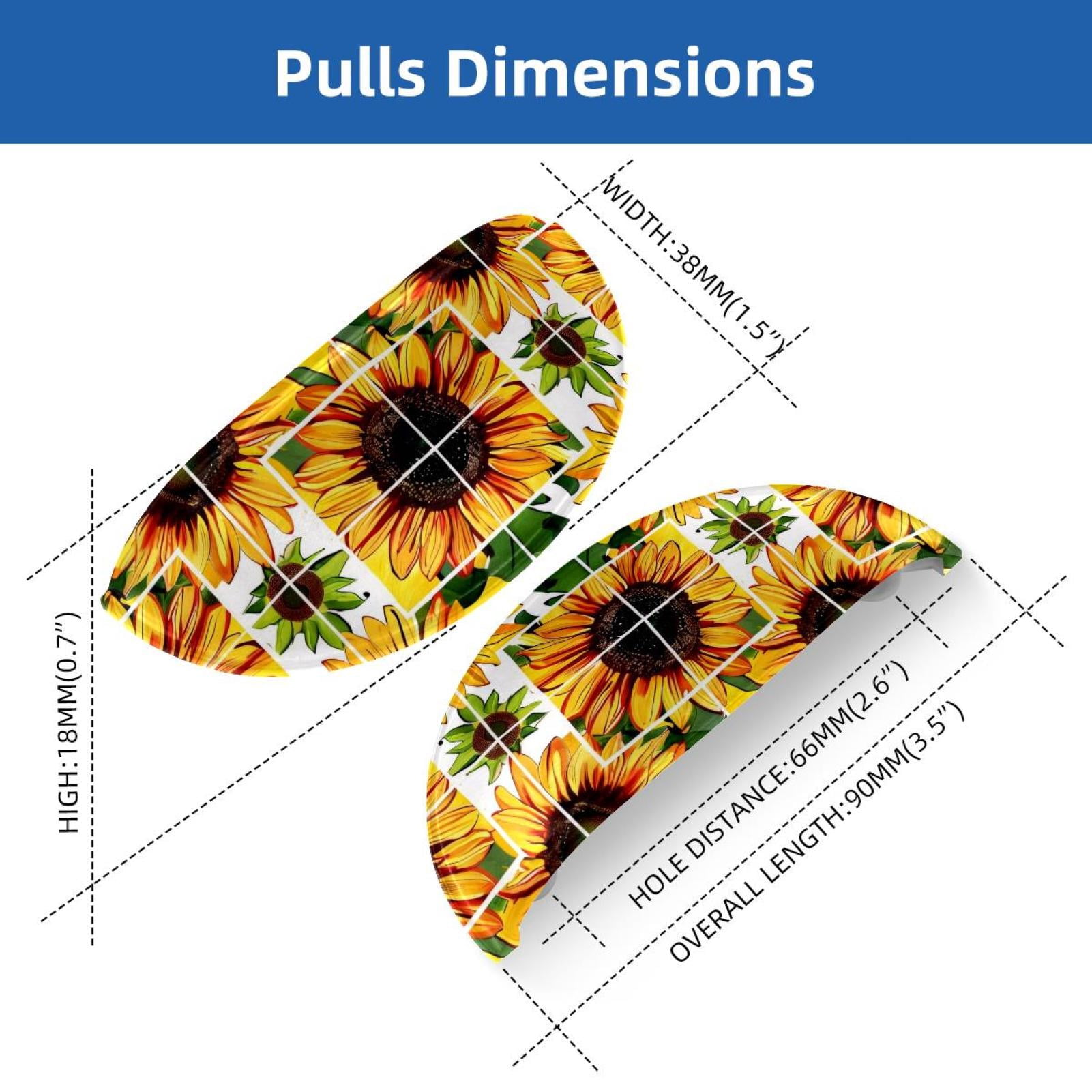 PhooArto 6 Pcs Cup Drawer Pulls, Sunflowers Geometry Pattern Shell Shape Handles Cabinet Knobs for Dresser Cupboard Closet Wardrobe with Screws