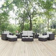 thumbnail image 2 of Modern Contemporary Urban Design Outdoor Patio Balcony Eight PCS Sofa Set, White, Rattan, 2 of 9
