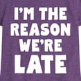 thumbnail image 3 of Instant Message - I'm The Reason We're Late - Toddler & Youth Girls Short Sleeve Graphic T-Shirt, 3 of 6