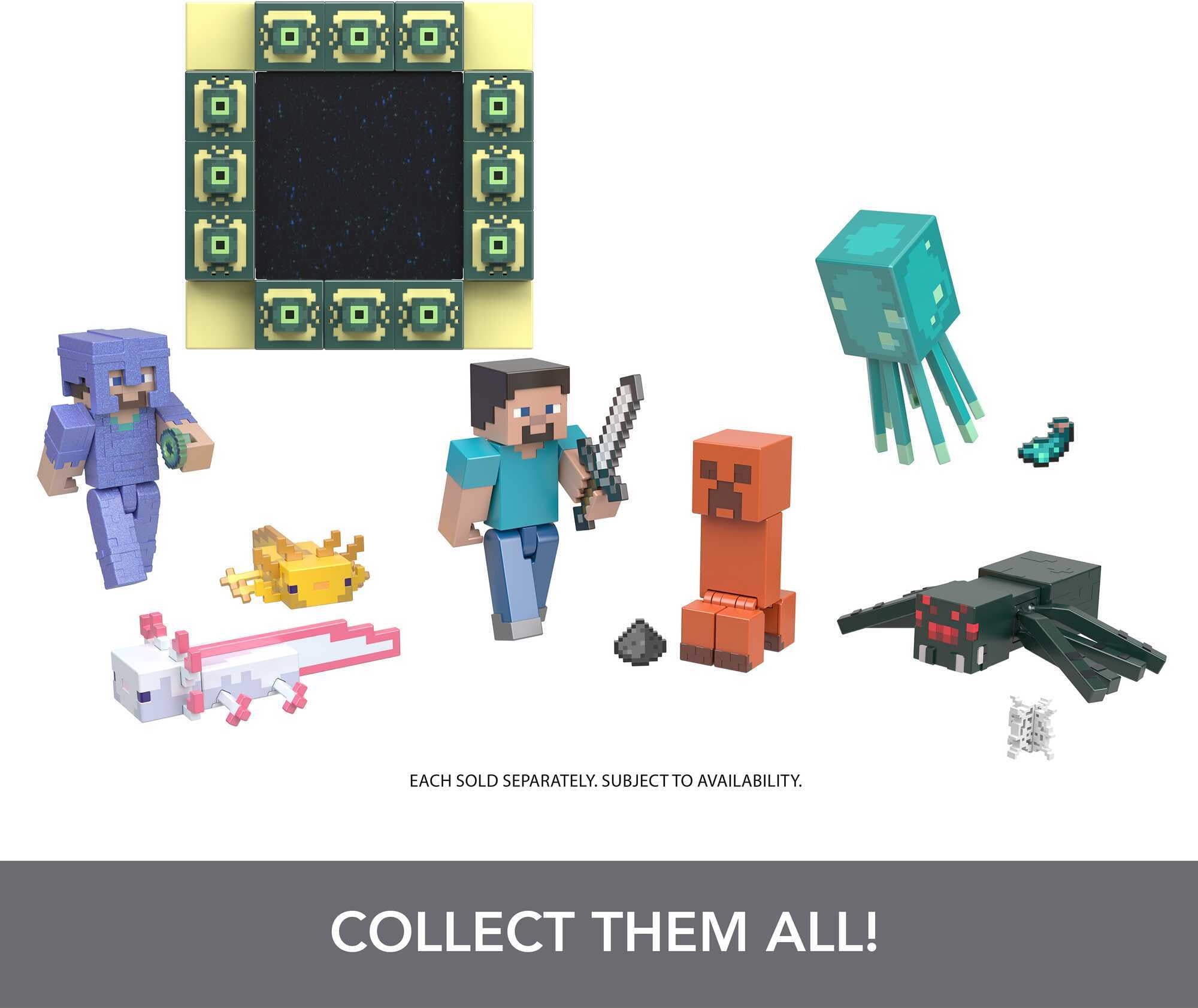 Minecraft Creeper Action Figure, 3.25-in, with 1 Build-a-Portal Piece & 1  Accessory, Building Toy Inspired by Video Game, Collectible Gift for Fans 