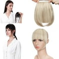 thumbnail image 3 of Benehair Clip in Fringe Hair Extensions as Humam Neat Bangs Thick Hairpiece 6" Sandy Blonde Mix Bleach Blonde, 3 of 7