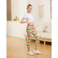 thumbnail image 2 of HDE Girl's Leggings Holiday Stretchy Full Ankle Length Striped Tights Bright Rainbow Stripes - XL, 2 of 6