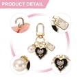 thumbnail image 3 of 2 Piezas Llavero Corazón Encanto para Mujeres, Encanto de Bolsa de Metal con Corazones, Tulipanes y Perlas para Llavero (Negro/Blanco/Dorado), 3 of 6