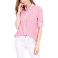 thumbnail image 2 of DARING DIVA Women's Button Down Long Sleeve Vertical Stripes Shirt XL Pink, 2 of 6