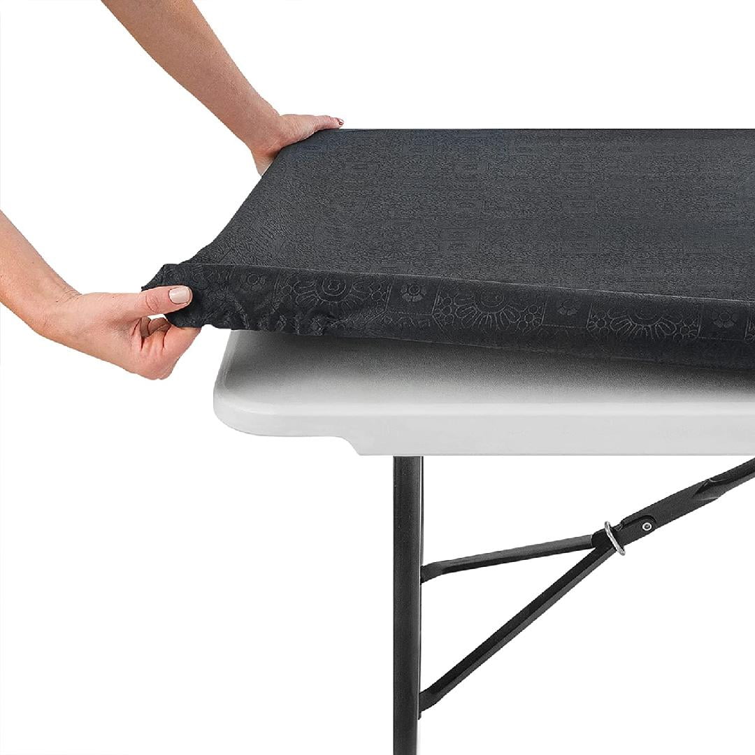 Fitted Rectangle Tablecloth for 6 Foot Tables Reusable Elastic Edge Table Cover for Folding