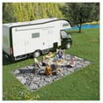thumbnail image 2 of Outdoor Rug 9x18 Waterproof - Reversible RV Camping Mat - Portable Plastic Straw Floor Mat with Carry Bag - Large Patio Deck Beach Carpet - Gray & White Floral Multicolor + Polypropylene, 2 of 9
